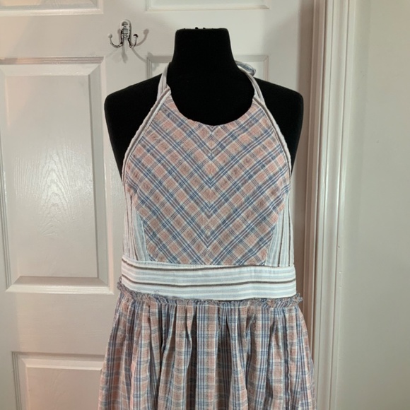 Free People Color Theory Boho Halter Cotton Pink Midi Dress Size Medium - Picture 5 of 13